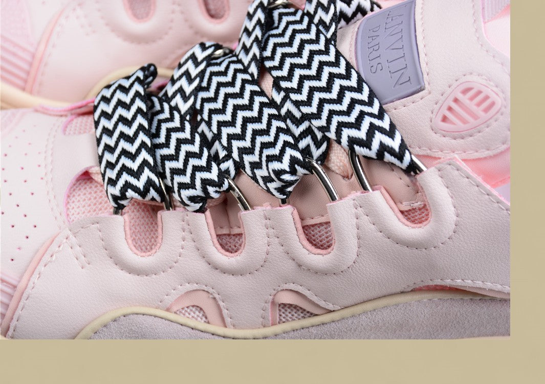 Lanvin Curb Series Casual Sports Shoes Light Pink Beige Black White Laces Replica