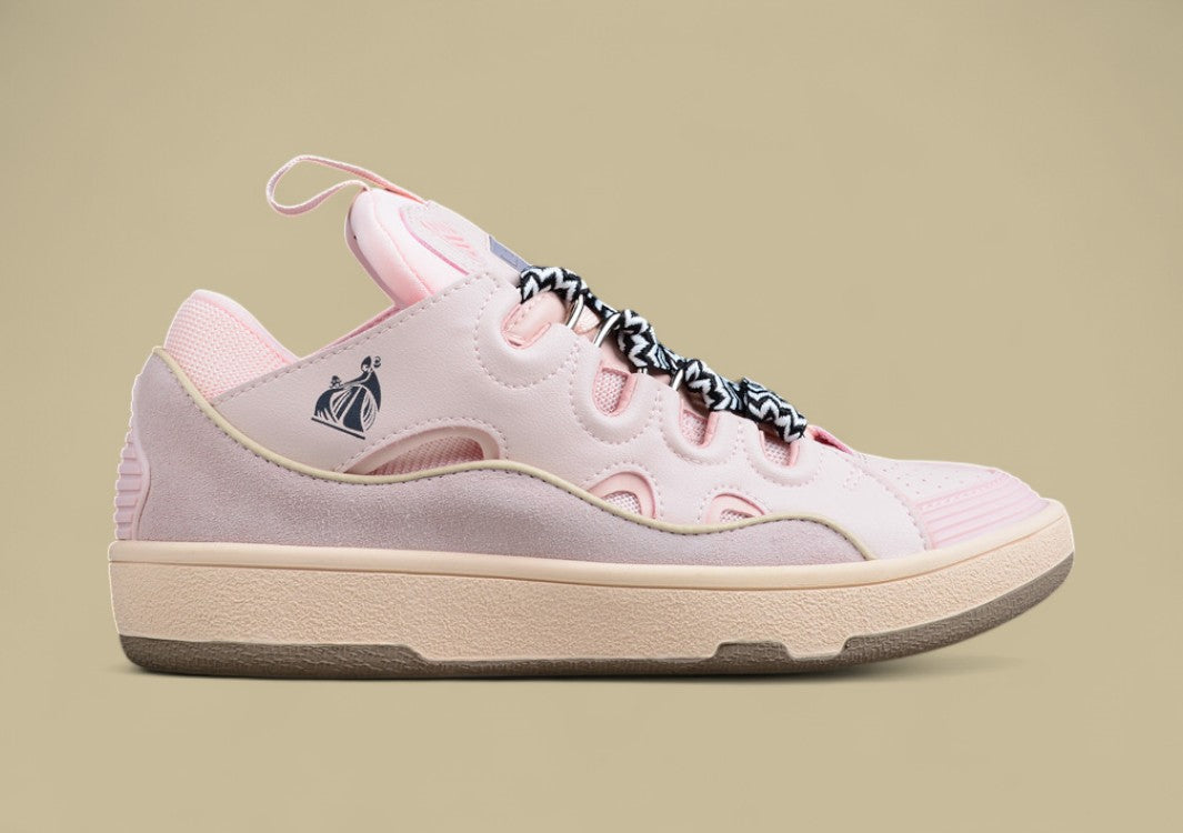 Lanvin Curb Series Casual Sports Shoes Light Pink Beige Black White Laces Replica