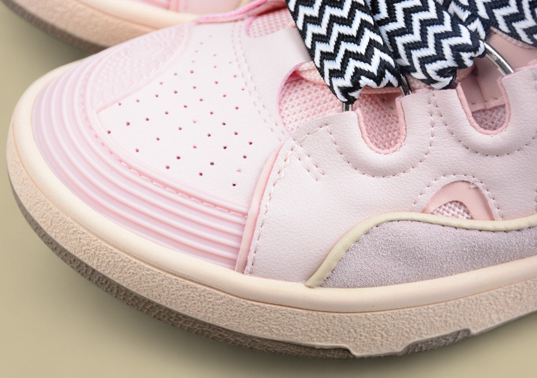 Lanvin Curb Series Casual Sports Shoes Light Pink Beige Black White Laces Replica