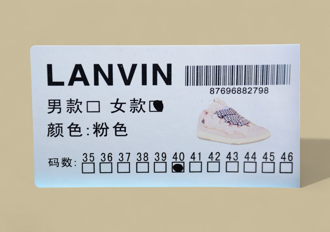 Lanvin Curb Series Casual Sports Shoes Light Pink Beige Black White Laces Replica