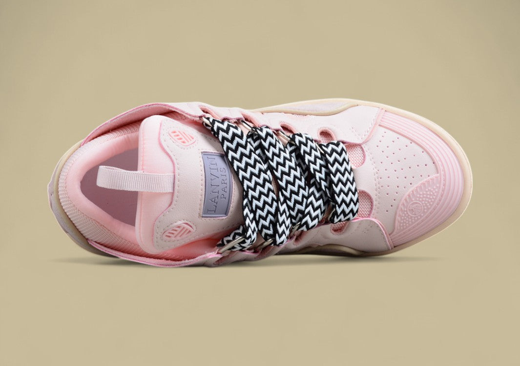 Lanvin Curb Series Casual Sports Shoes Light Pink Beige Black White Laces Replica