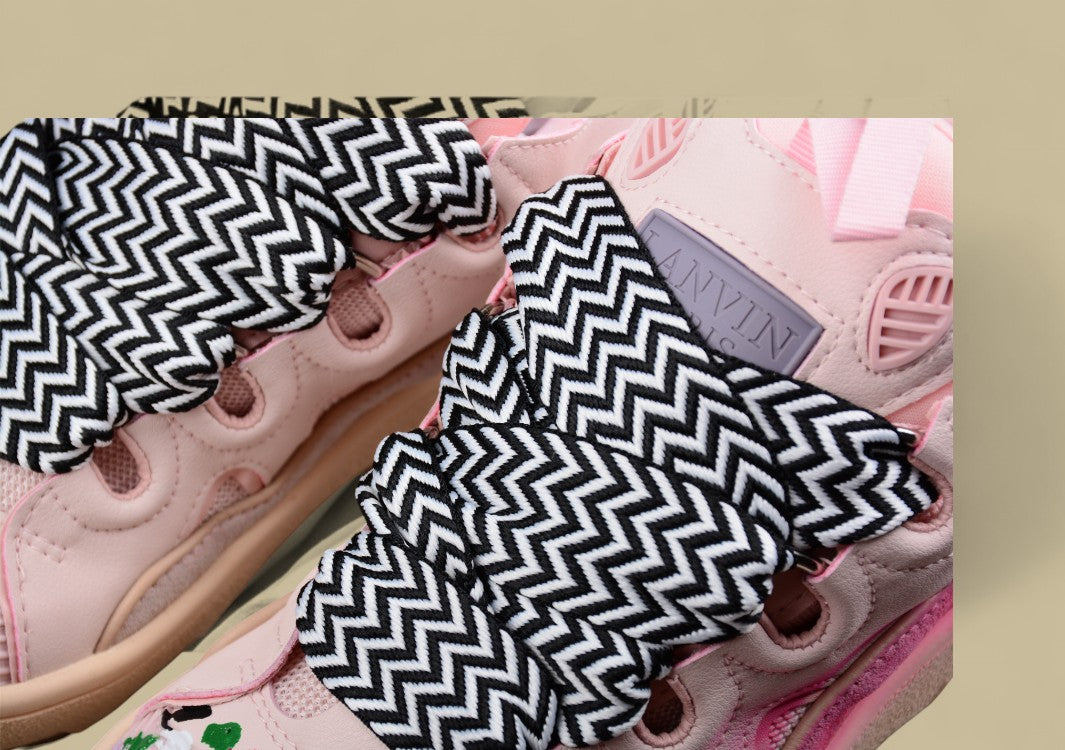 Lanvin Curb Series Casual Sports Shoes Pink Multicolor Paint Splash Replica