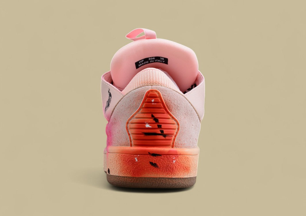Lanvin Curb Series Casual Sports Shoes Pink Multicolor Paint Splash Replica