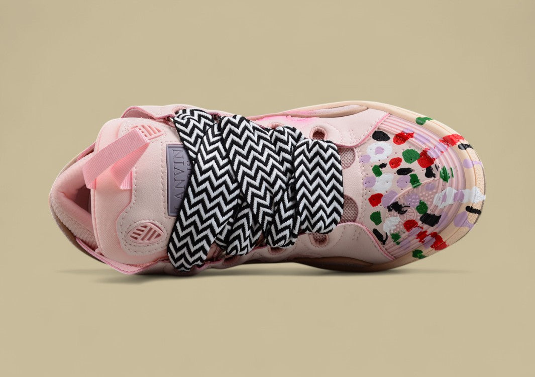 Lanvin Curb Series Casual Sports Shoes Pink Multicolor Paint Splash Replica