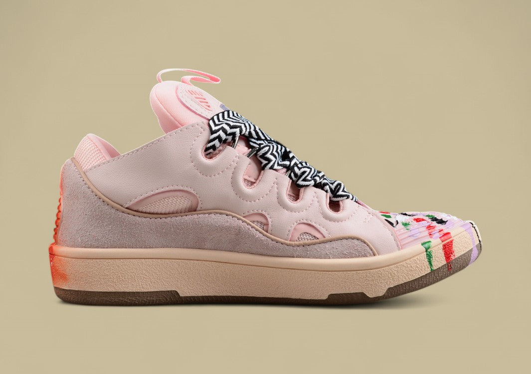Lanvin Curb Series Casual Sports Shoes Pink Multicolor Paint Splash Replica