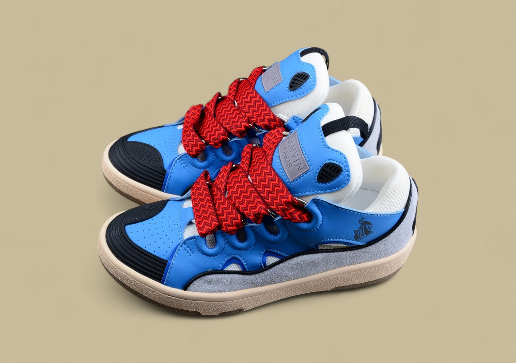 Lanvin Curb Series Casual Sports Shoes Sky Blue Grey Red Laces Replica