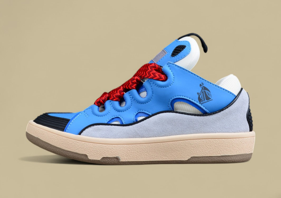 Lanvin Curb Series Casual Sports Shoes Sky Blue Grey Red Laces Replica