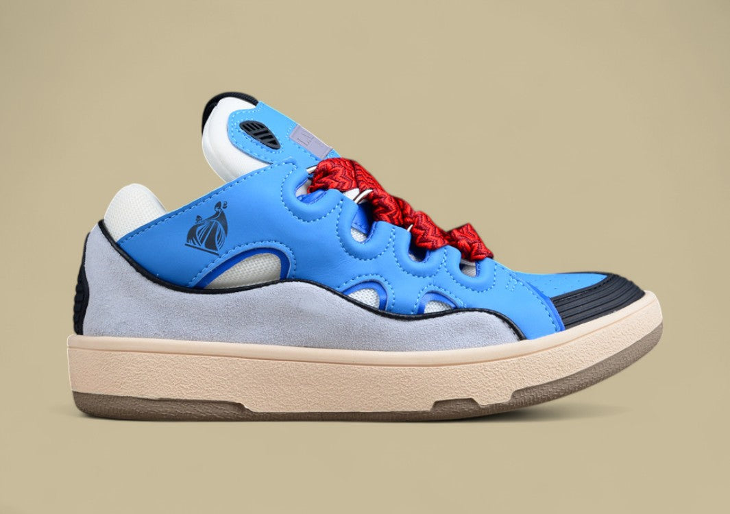 Lanvin Curb Series Casual Sports Shoes Sky Blue Grey Red Laces Replica