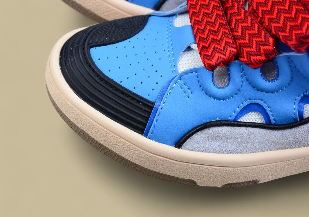 Lanvin Curb Series Casual Sports Shoes Sky Blue Grey Red Laces Replica
