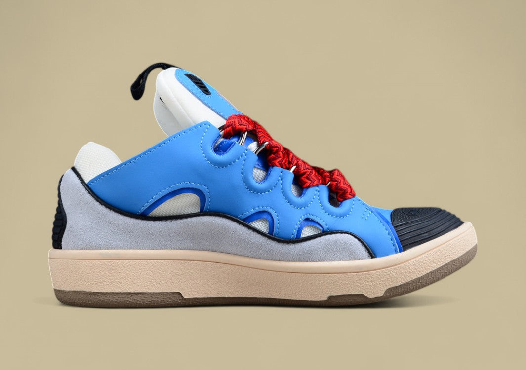 Lanvin Curb Series Casual Sports Shoes Sky Blue Grey Red Laces Replica