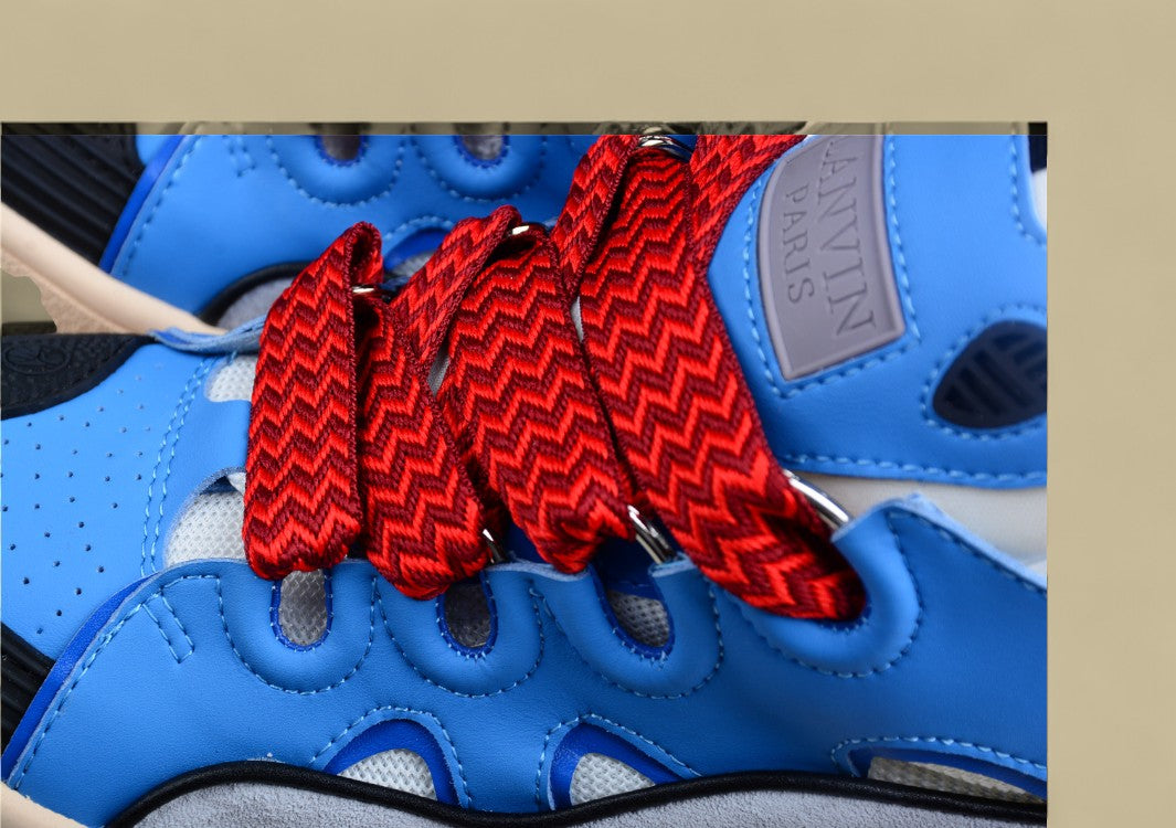 Lanvin Curb Series Casual Sports Shoes Sky Blue Grey Red Laces Replica