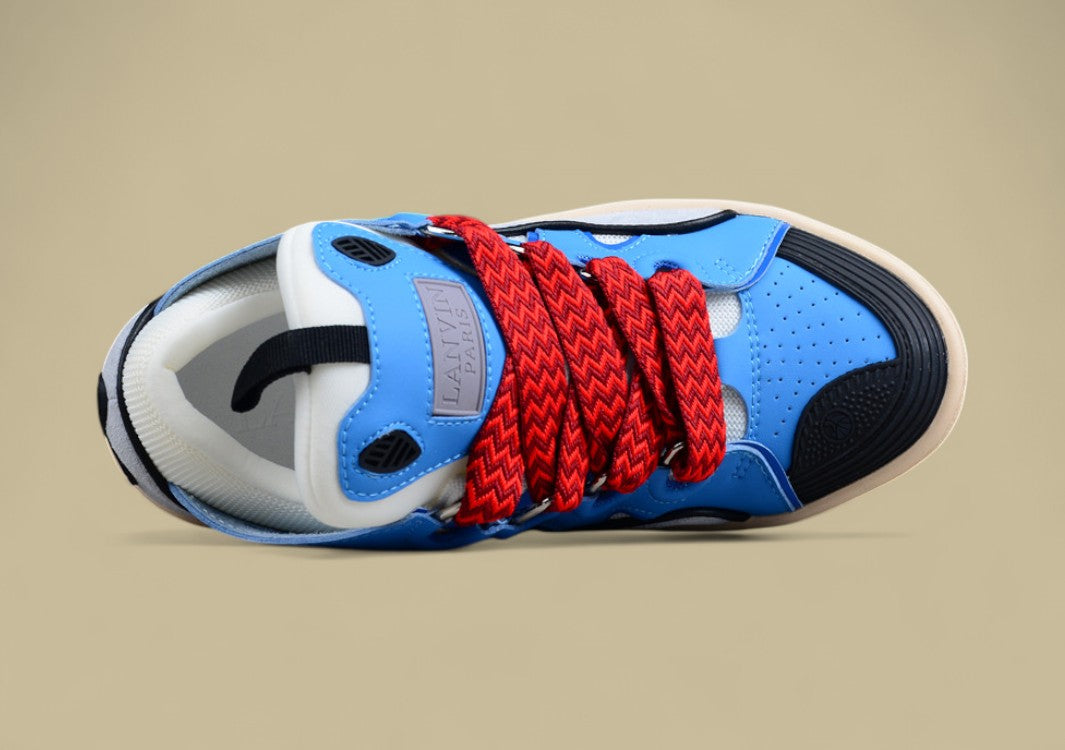 Lanvin Curb Series Casual Sports Shoes Sky Blue Grey Red Laces Replica