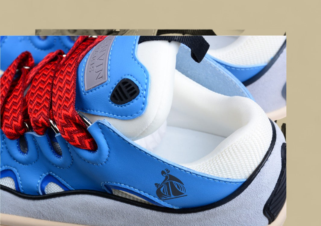 Lanvin Curb Series Casual Sports Shoes Sky Blue Grey Red Laces Replica