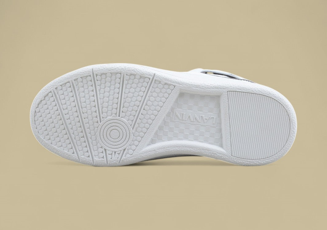 Lanvin Curb Series Casual Sports Shoes Triple White Grey Trim Multicolor Laces Replica