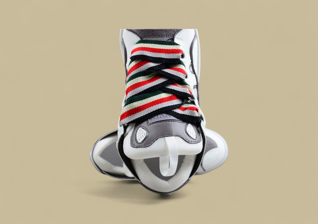 Lanvin Curb Series Casual Sports Shoes Triple White Grey Trim Multicolor Laces Replica