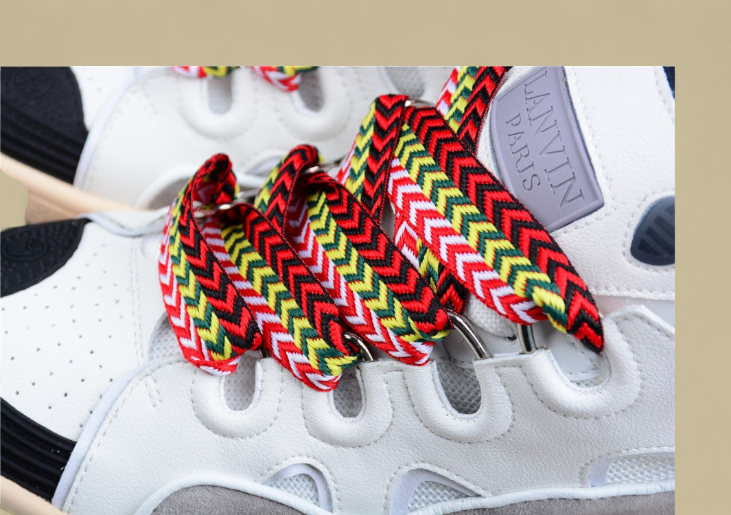 Lanvin Curb Series Casual Sports Shoes White Grey Beige Multicolor Laces Replica