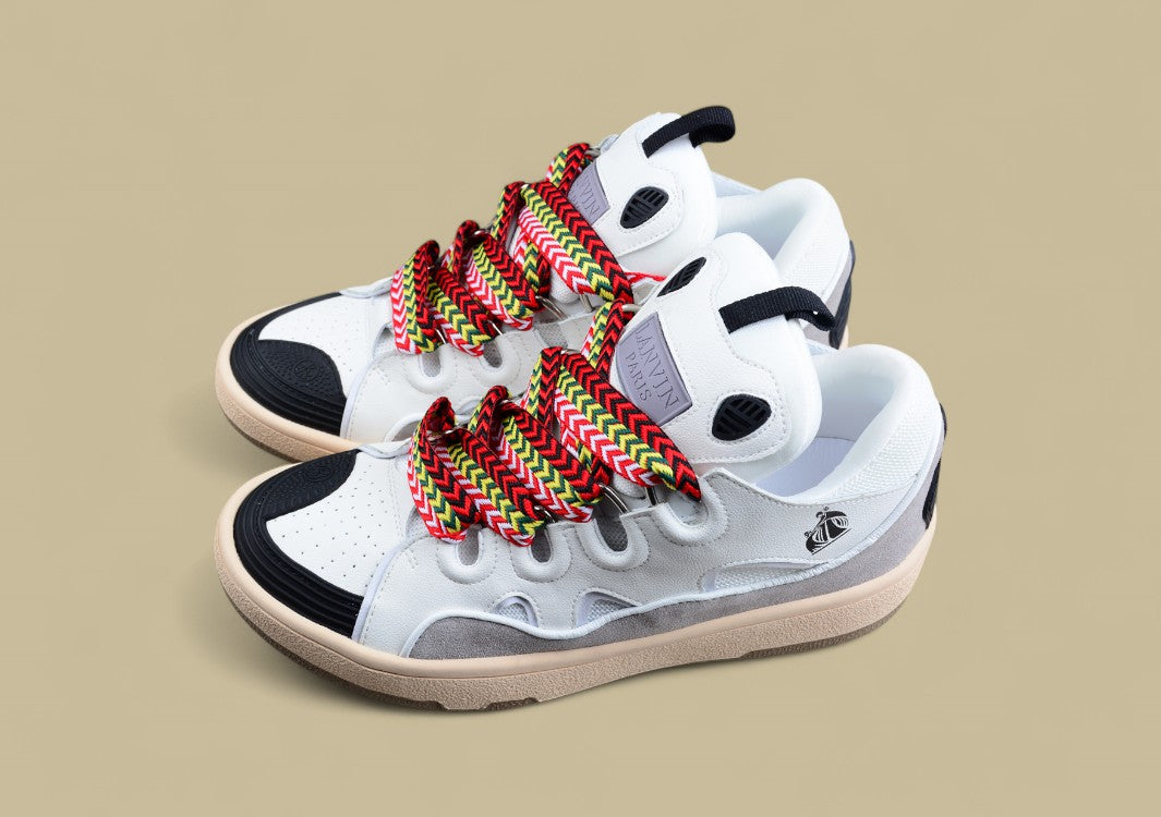 Lanvin Curb Series Casual Sports Shoes White Grey Beige Multicolor Laces Replica