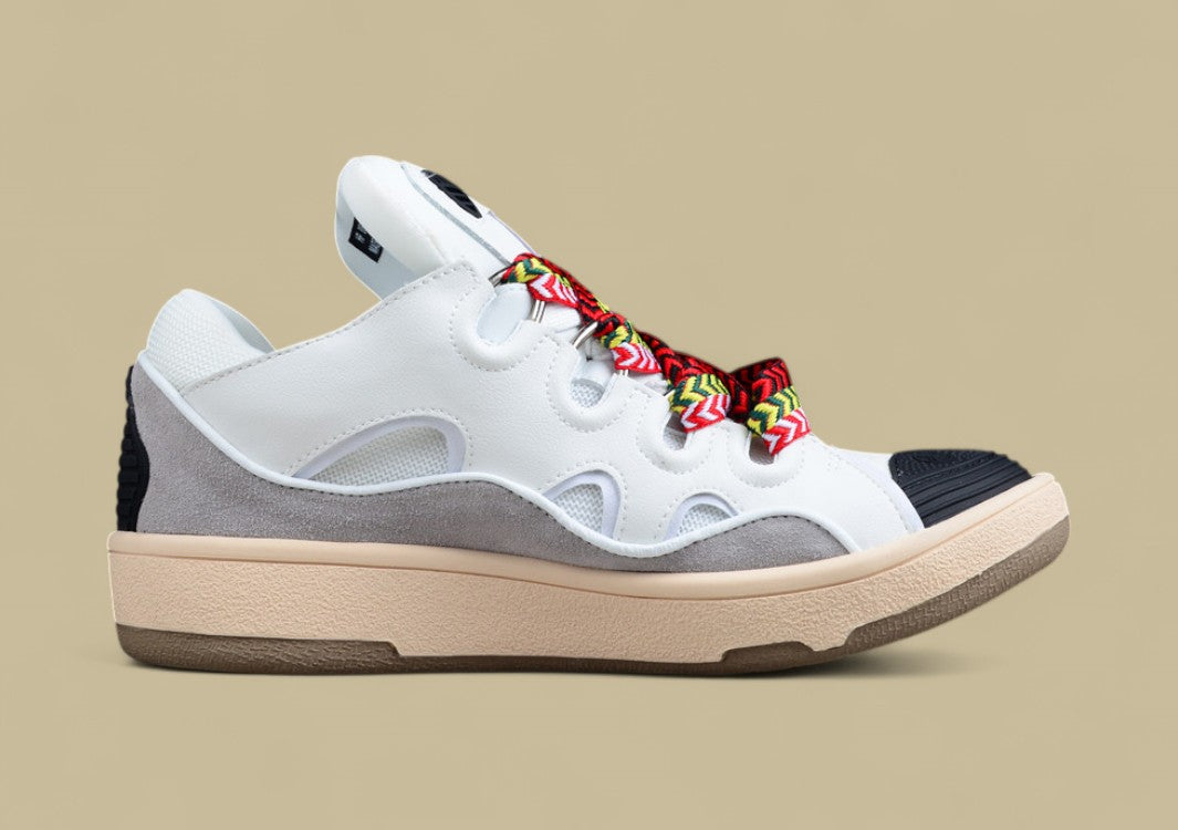 Lanvin Curb Series Casual Sports Shoes White Grey Beige Multicolor Laces Replica