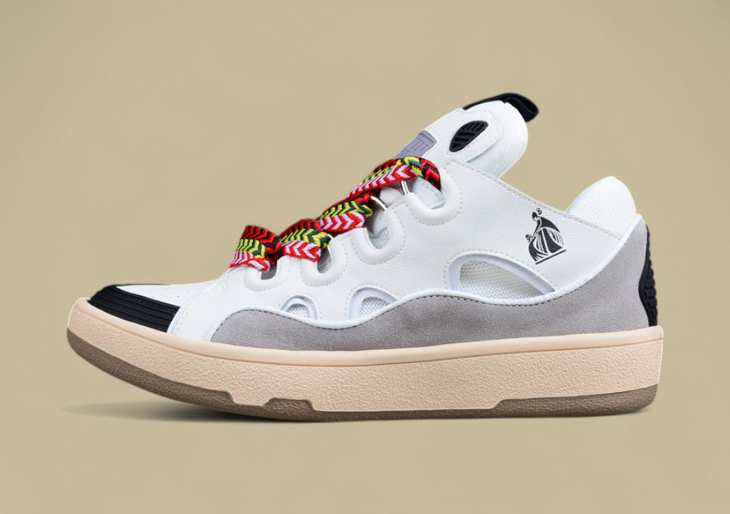 Lanvin Curb Series Casual Sports Shoes White Grey Beige Multicolor Laces Replica