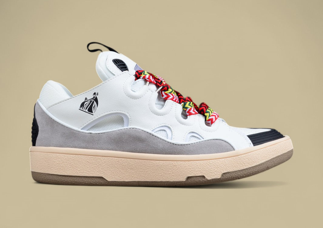 Lanvin Curb Series Casual Sports Shoes White Grey Beige Multicolor Laces Replica