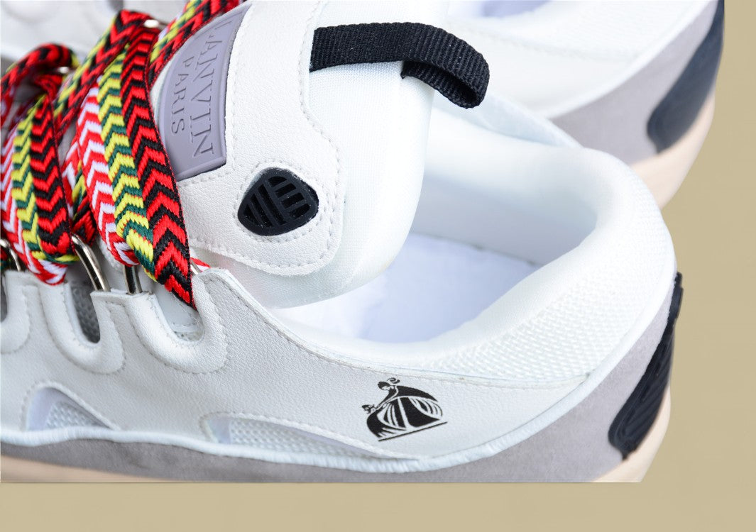 Lanvin Curb Series Casual Sports Shoes White Grey Beige Multicolor Laces Replica