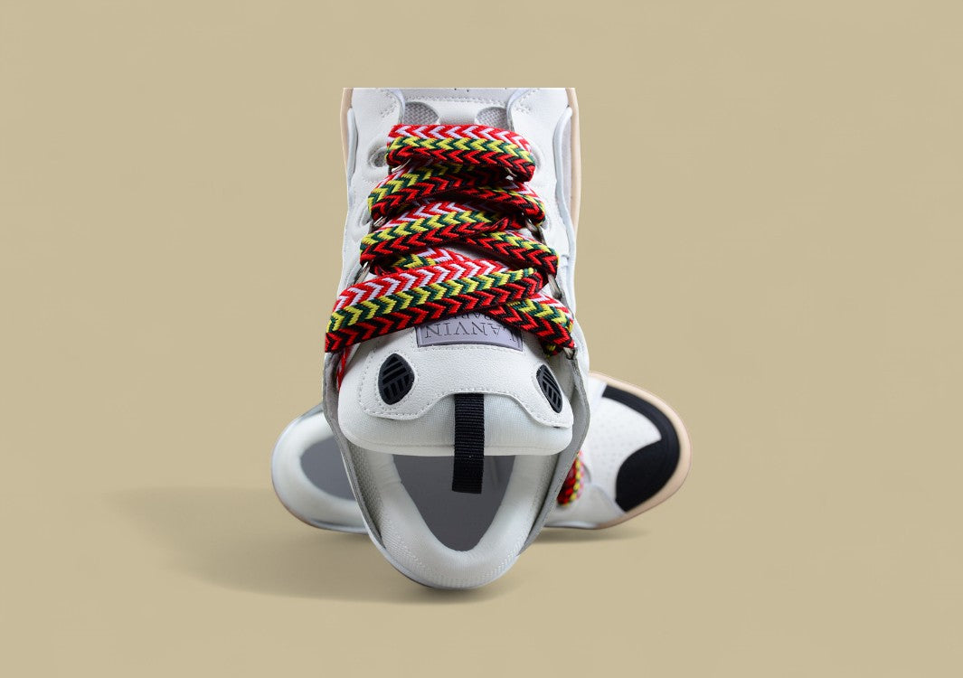 Lanvin Curb Series Casual Sports Shoes White Grey Beige Multicolor Laces Replica