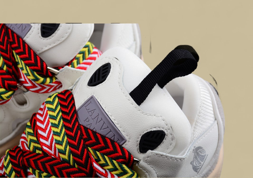 Lanvin Curb Series Casual Sports Shoes White Multicolor Laces Logo Sole Replica