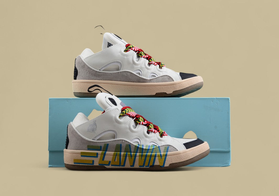 Lanvin Curb Series Casual Sports Shoes White Multicolor Laces Logo Sole Replica