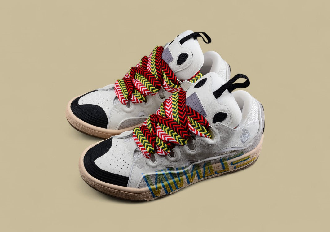 Lanvin Curb Series Casual Sports Shoes White Multicolor Laces Logo Sole Replica