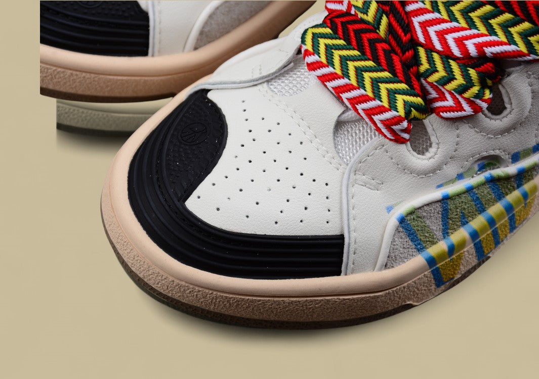 Lanvin Curb Series Casual Sports Shoes White Multicolor Laces Logo Sole Replica
