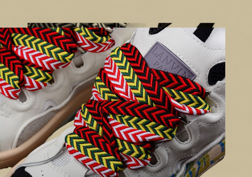 Lanvin Curb Series Casual Sports Shoes White Multicolor Laces Logo Sole Replica