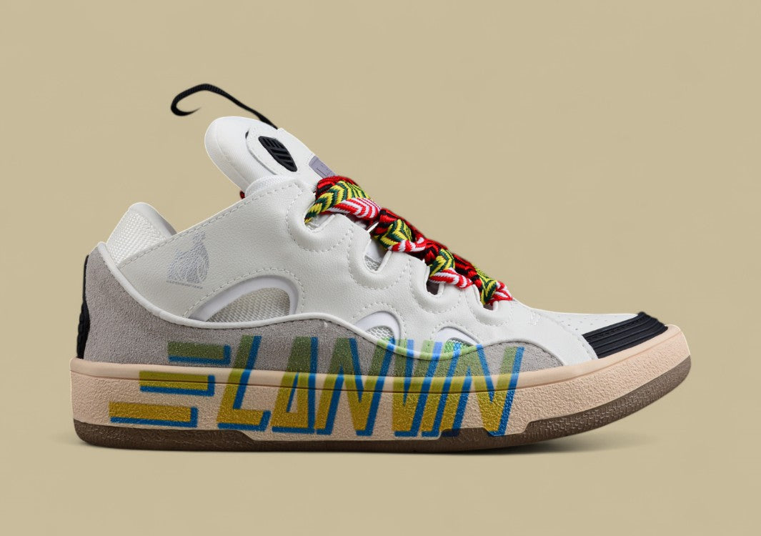 Lanvin Curb Series Casual Sports Shoes White Multicolor Laces Logo Sole Replica