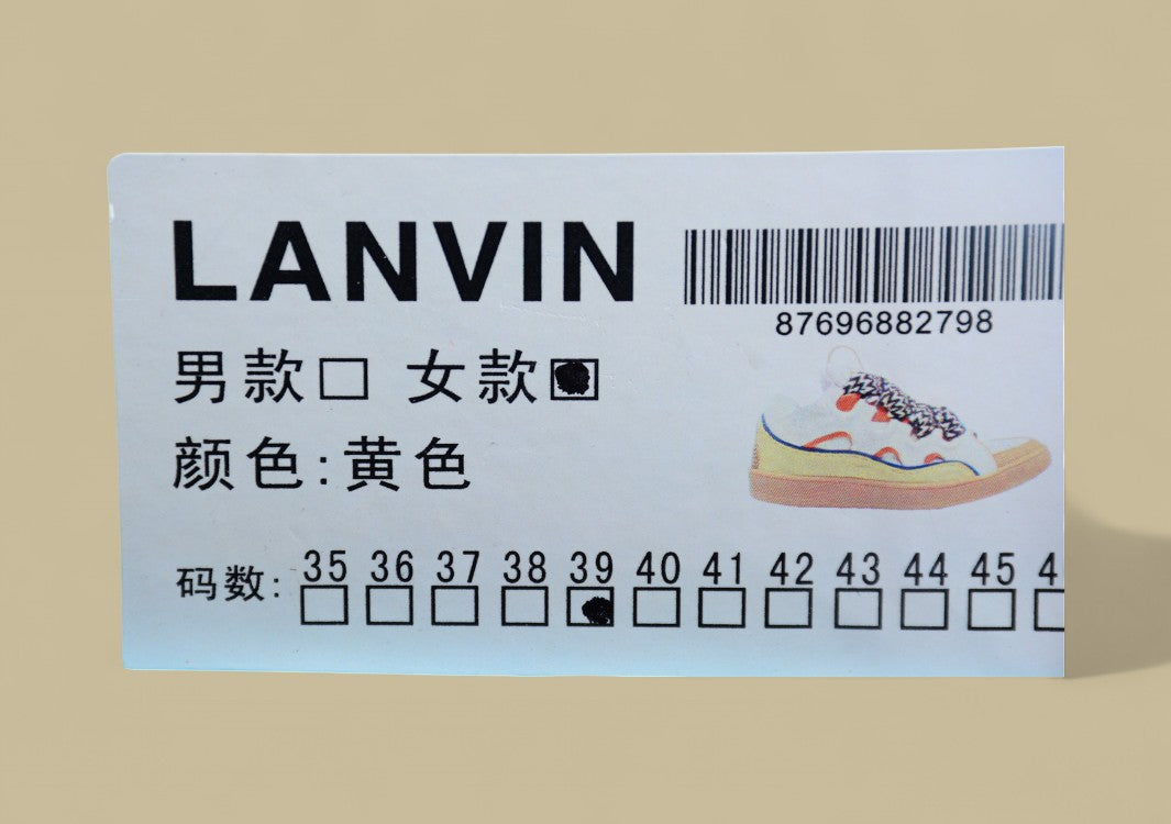 Lanvin Curb Series Casual Sports Shoes White Mustard Orange Blue Trim Replica