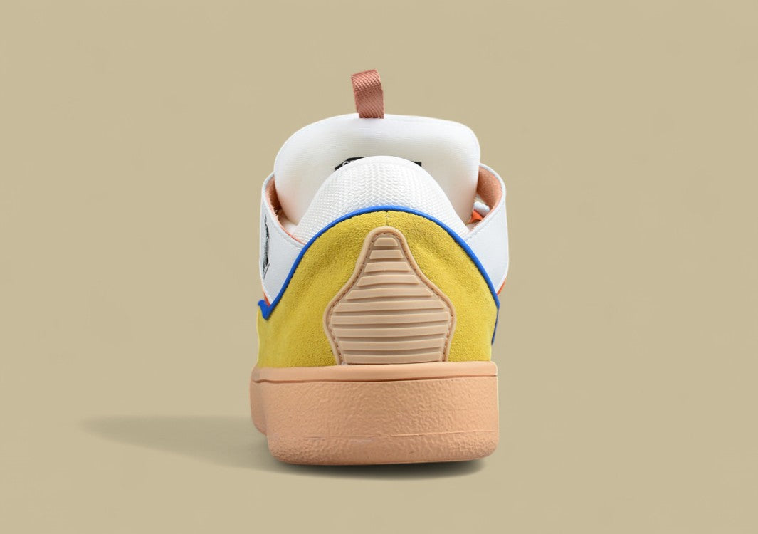 Lanvin Curb Series Casual Sports Shoes White Mustard Orange Blue Trim Replica