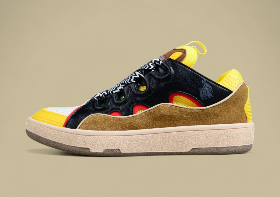 Lanvin Curb Series Casual Sports Shoes Yellow Black Brown Red Trim Replica