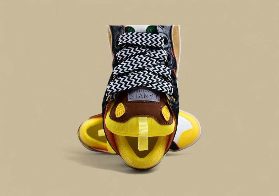 Lanvin Curb Series Casual Sports Shoes Yellow Black Brown Red Trim Replica