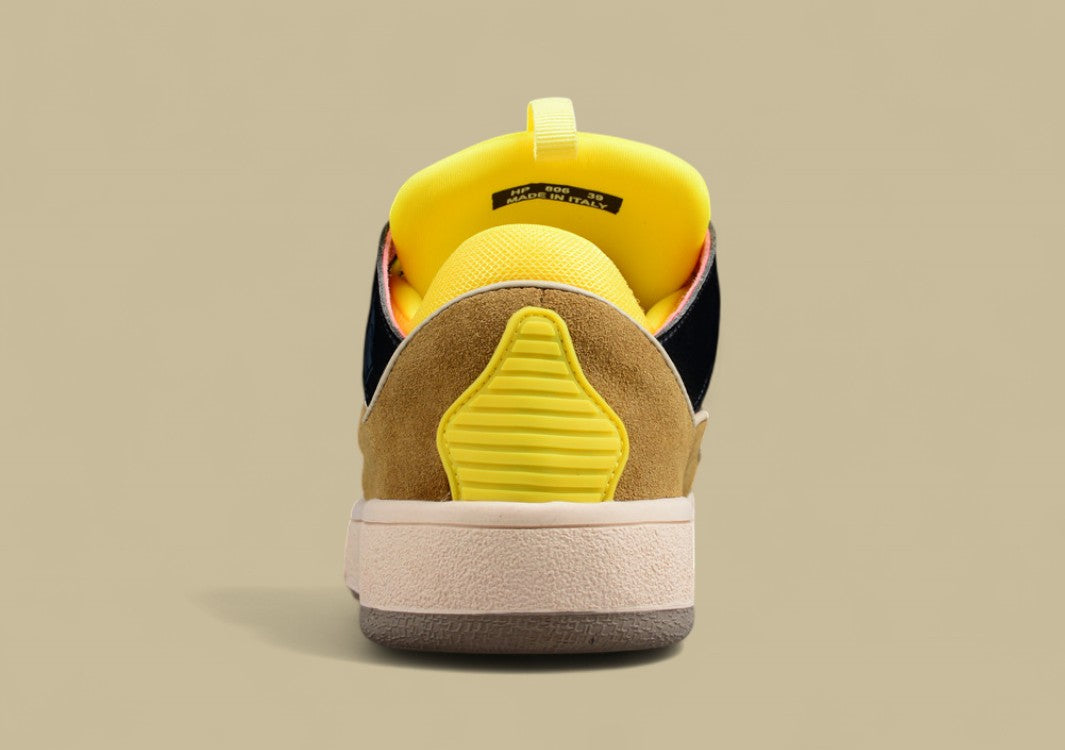 Lanvin Curb Series Casual Sports Shoes Yellow Black Brown Red Trim Replica