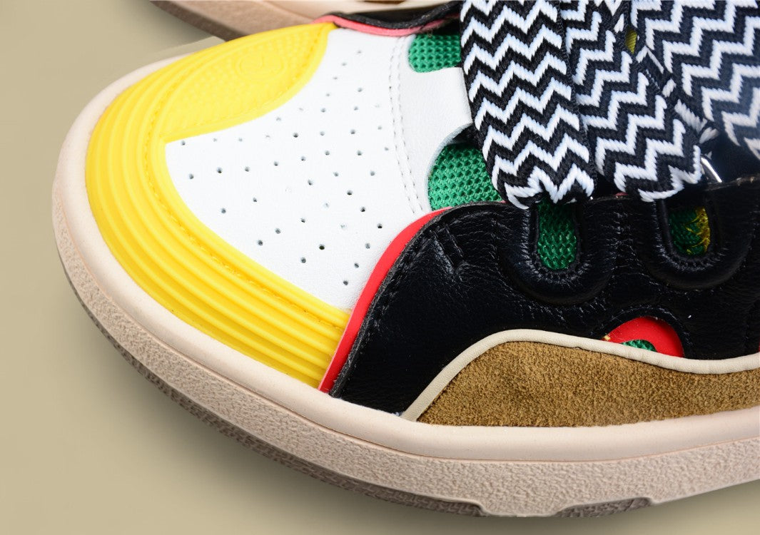 Lanvin Curb Series Casual Sports Shoes Yellow Black Brown Red Trim Replica