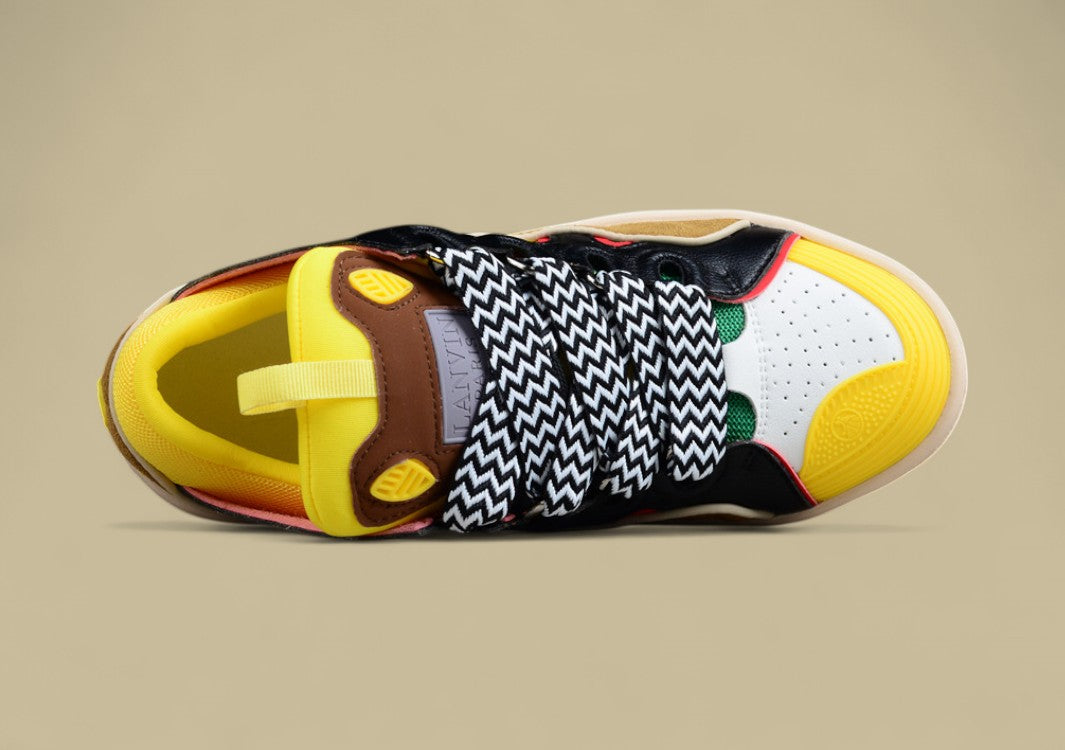 Lanvin Curb Series Casual Sports Shoes Yellow Black Brown Red Trim Replica
