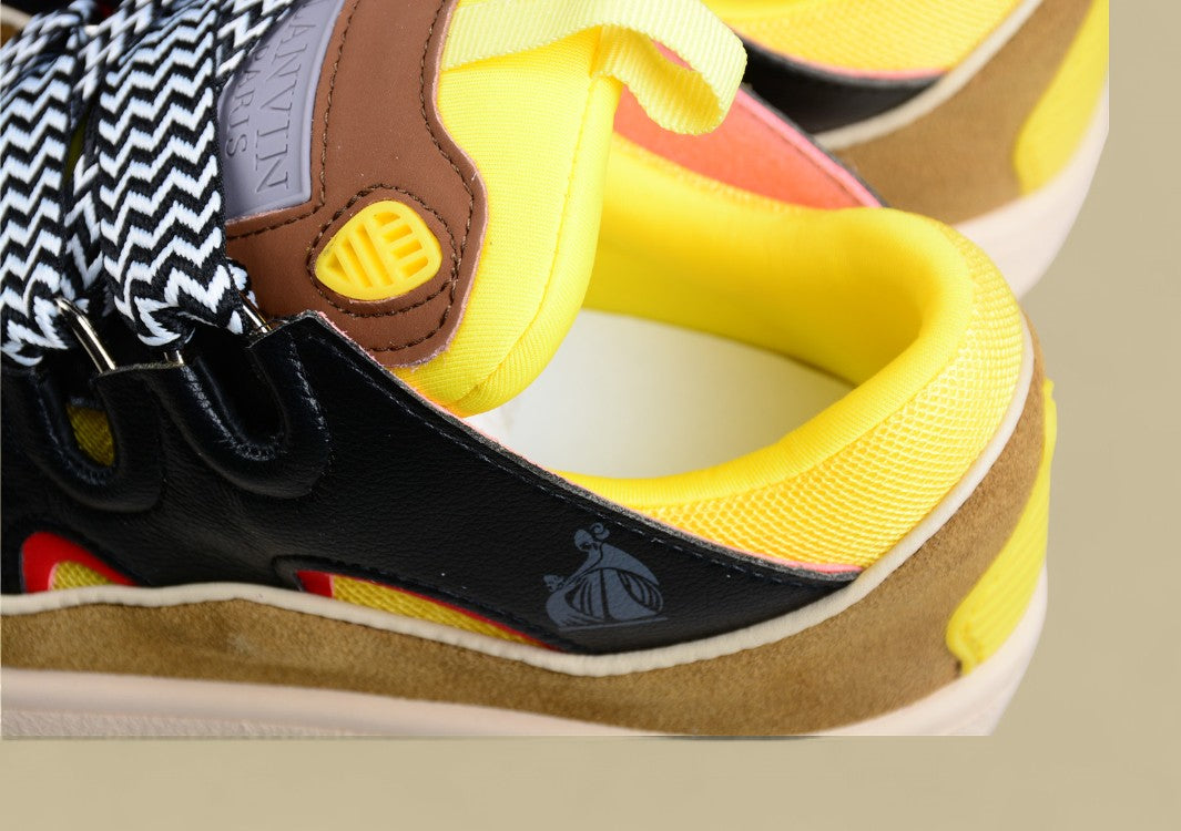 Lanvin Curb Series Casual Sports Shoes Yellow Black Brown Red Trim Replica