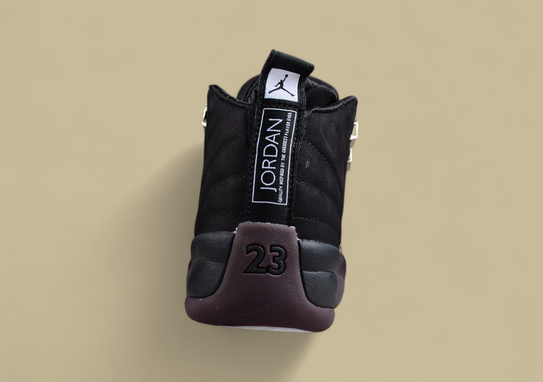 Maniére X Air Jordan 12 Retro Suede Black and Red Basketball Shoes