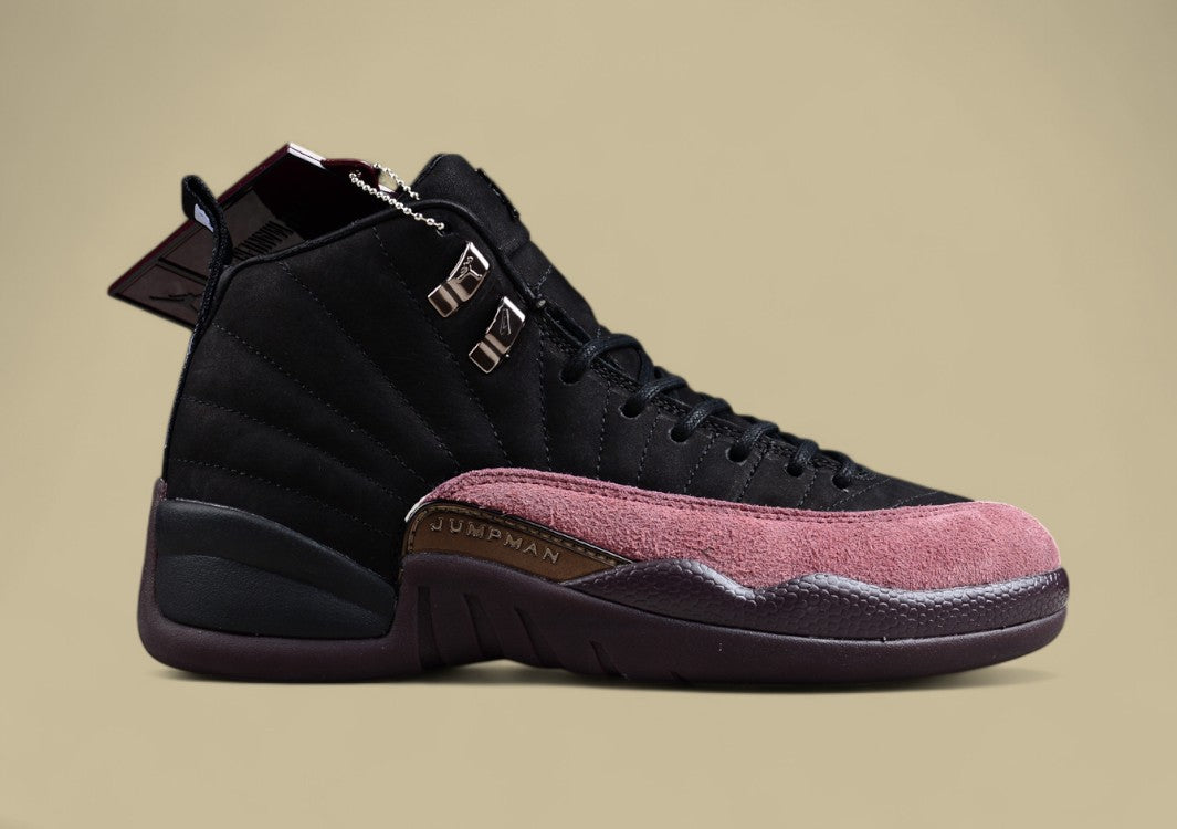 Maniére X Air Jordan 12 Retro Suede Black and Red Basketball Shoes