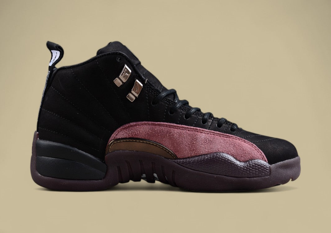 Maniére X Air Jordan 12 Retro Suede Black and Red Basketball Shoes