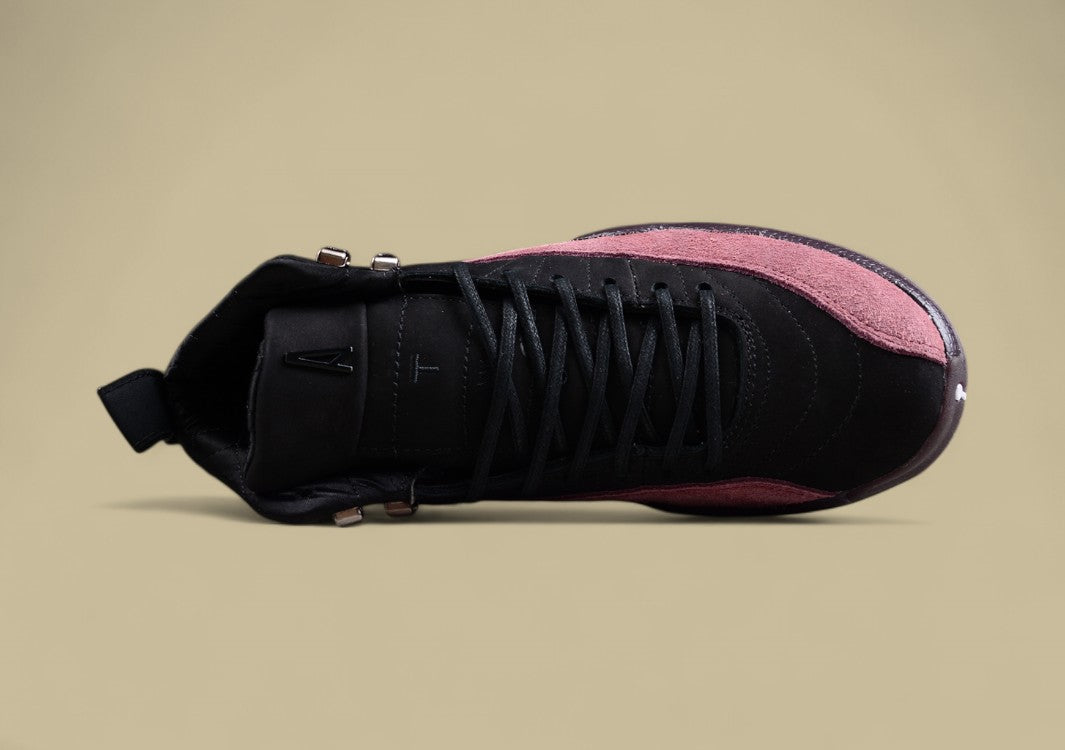Maniére X Air Jordan 12 Retro Suede Black and Red Basketball Shoes