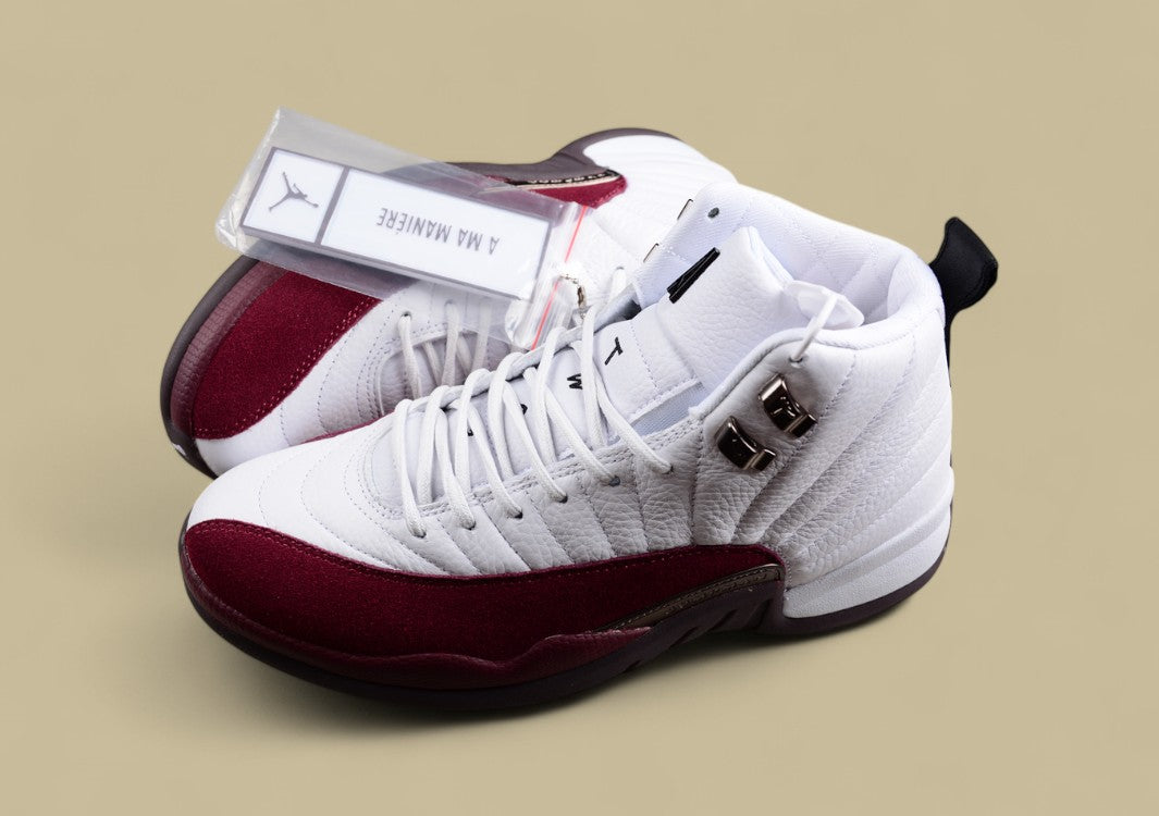 Manière X Air Jordan 12 "White" Red and White Suede