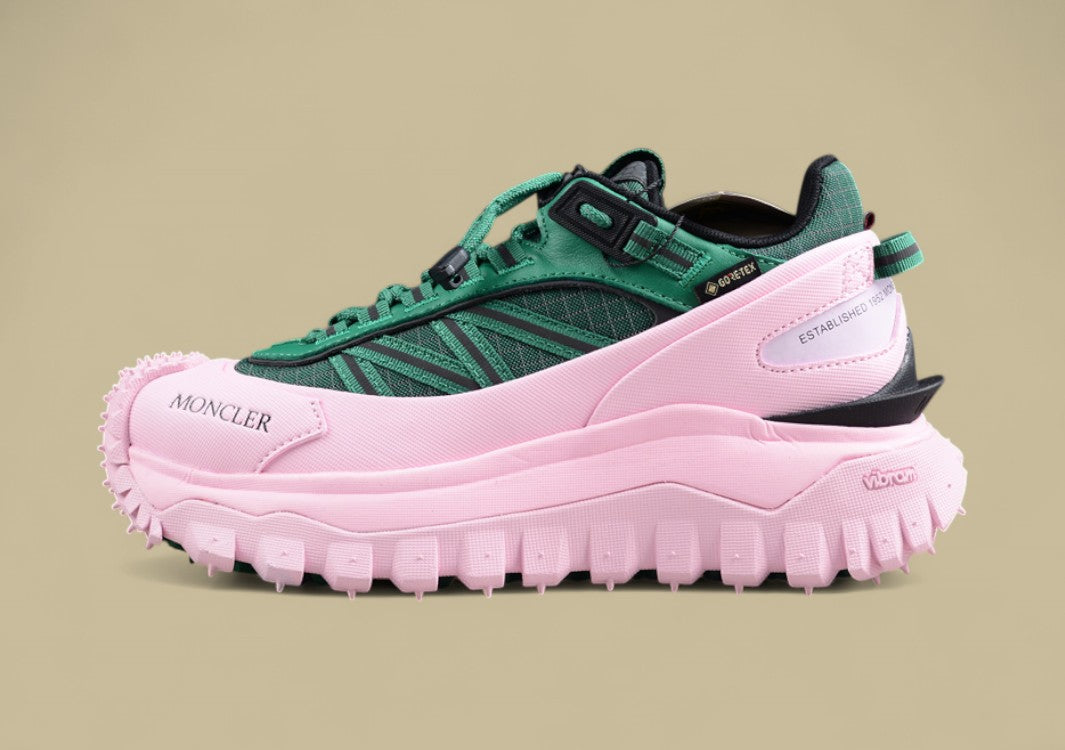 Moncler Trailgrip GTX Low – Forest Green & Soft Pink