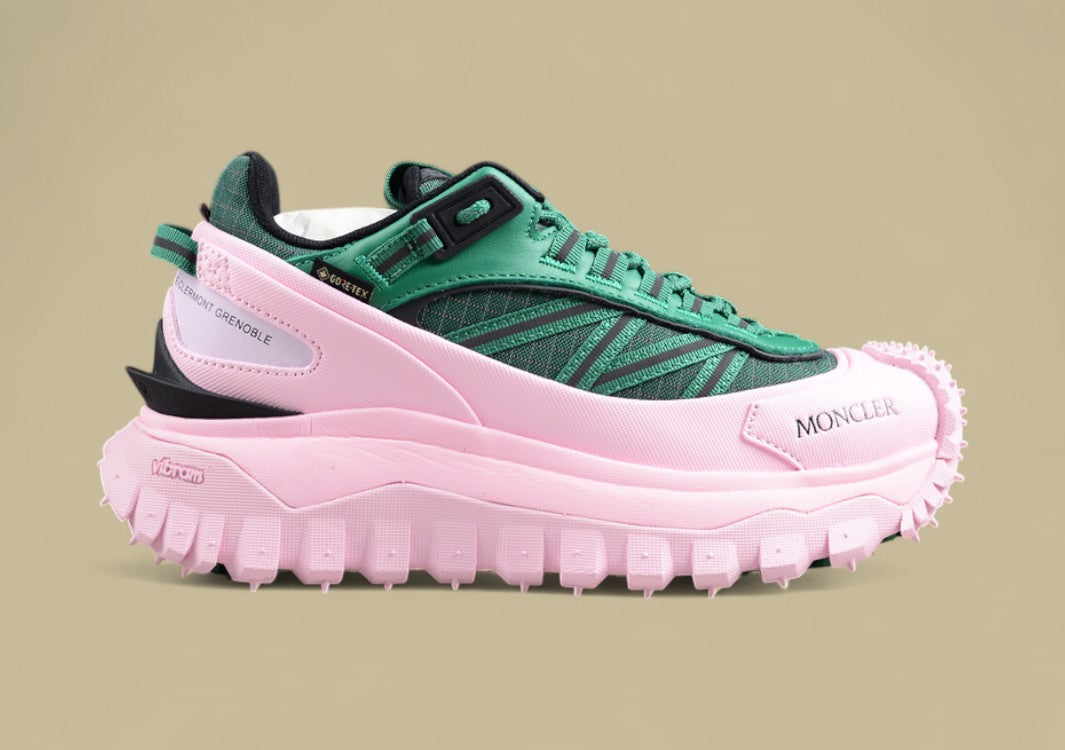 Moncler Trailgrip GTX Low – Forest Green & Soft Pink