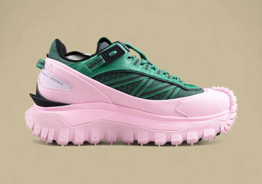 Moncler Trailgrip GTX Low – Forest Green & Soft Pink