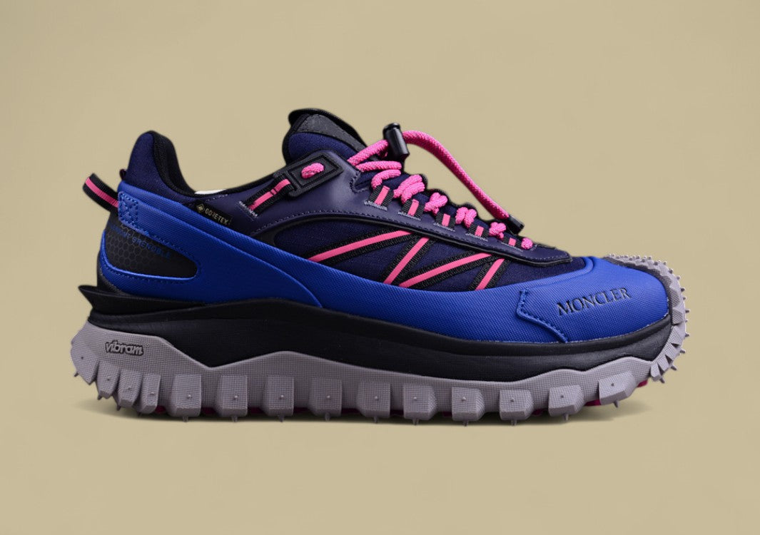 Moncler Trailgrip GTX Low – Midnight Navy & Electric Blue with Pink Accents
