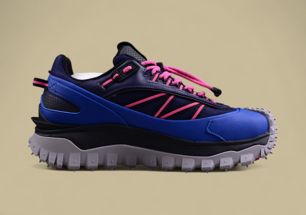 Moncler Trailgrip GTX Low – Midnight Navy & Electric Blue with Pink Accents